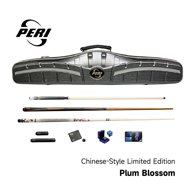A symphony of craftsmanship. This display highlights the core components of the Plum Blossom set, showcasing the seamless blend of traditional artistry and professional pool cues engineering.