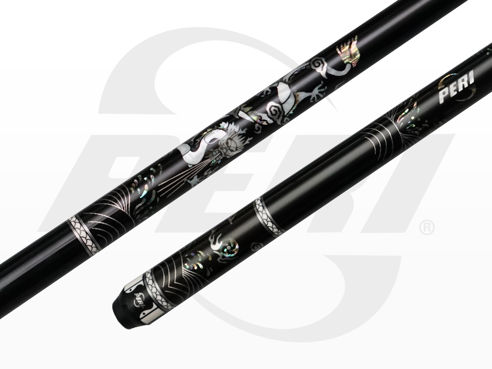 PERI New Black Loong II Carved Pool Cue with P8K Shaft - Luxury Cues