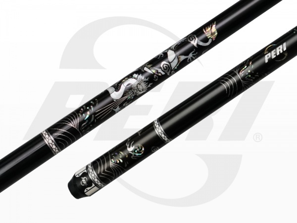 PERI New Black Loong II Carved Pool Cue with P8K Shaft - Luxury Cues